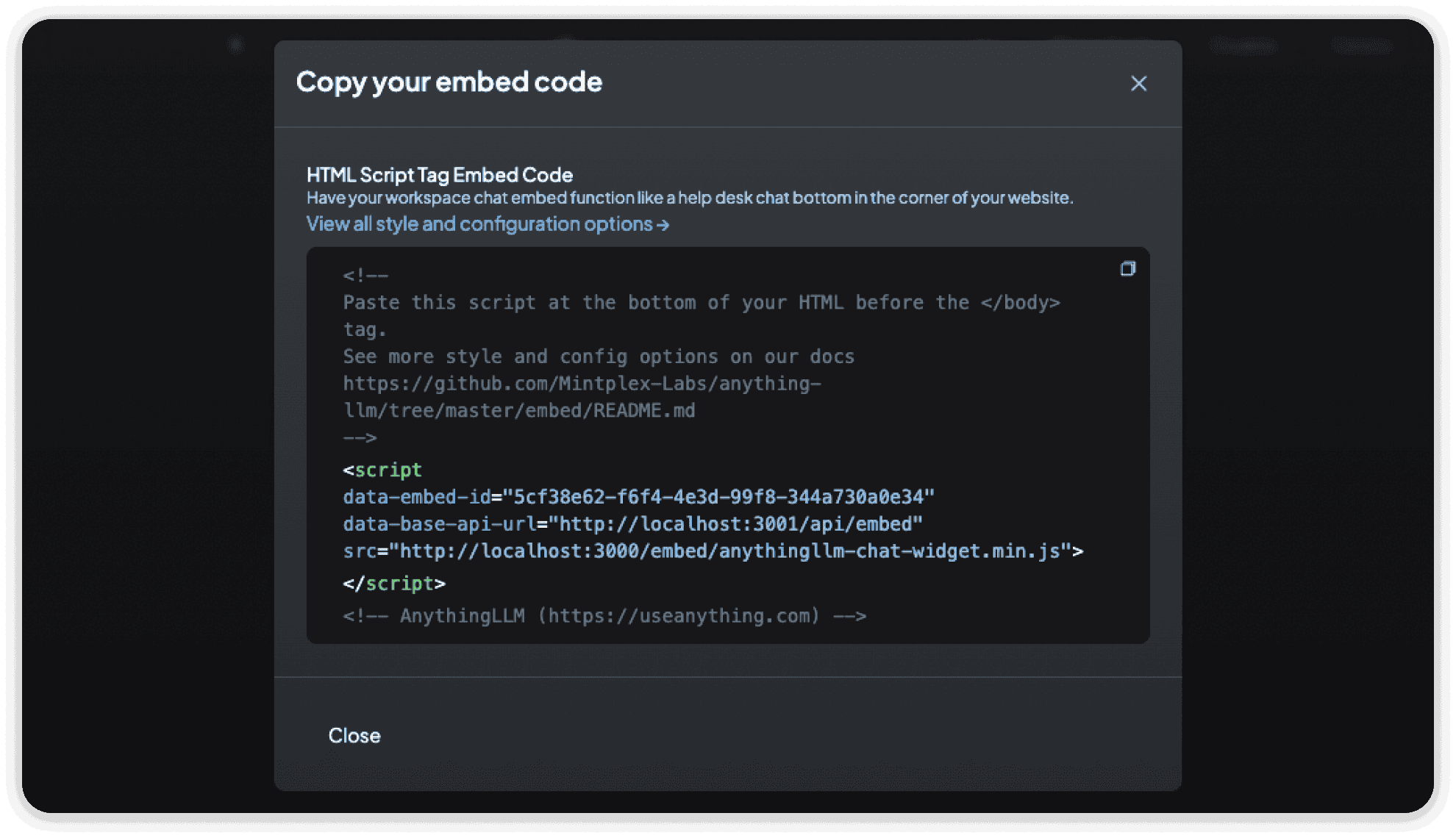 Embedded Chat Code