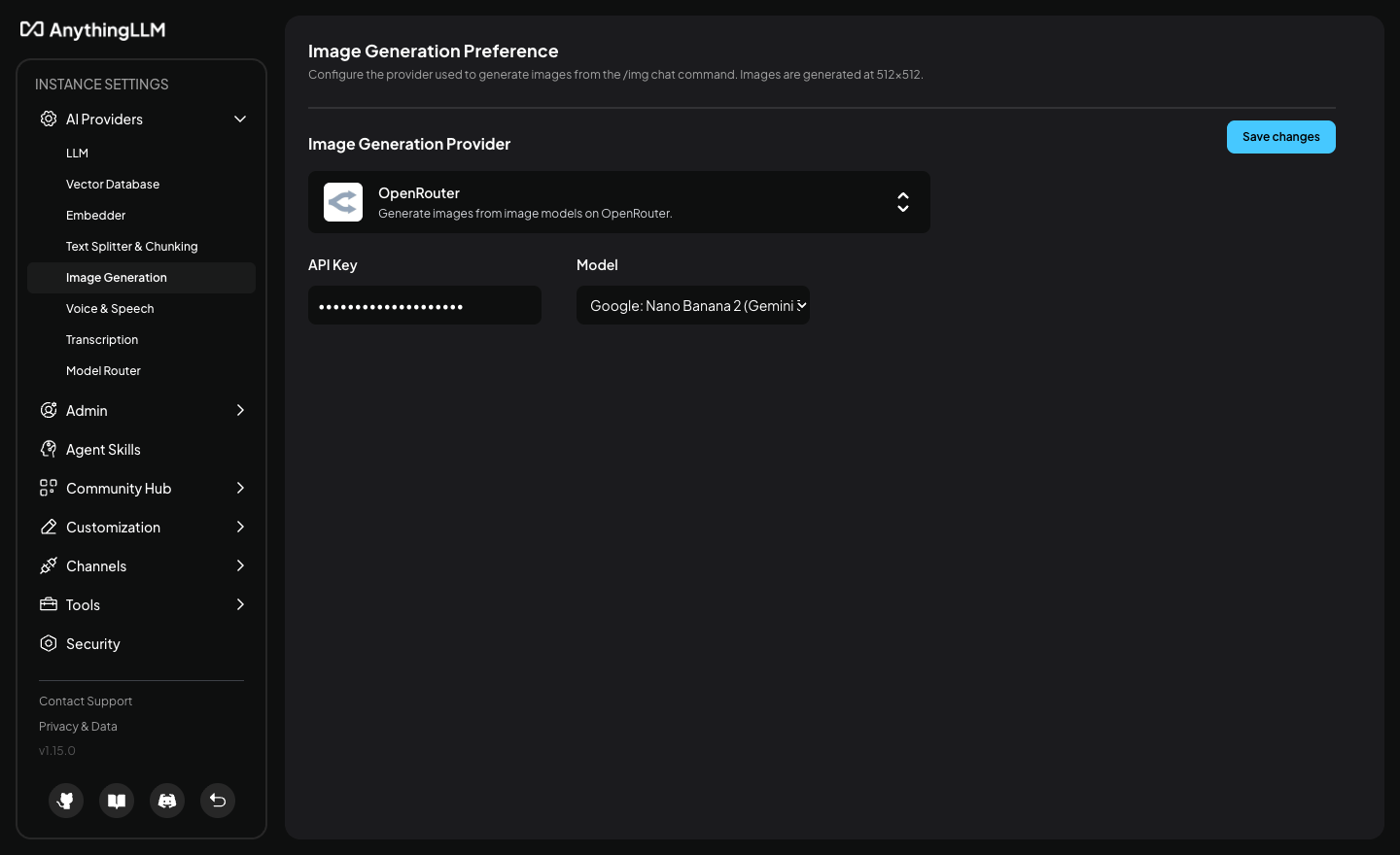 AnythingLLM Image Generation Configuration