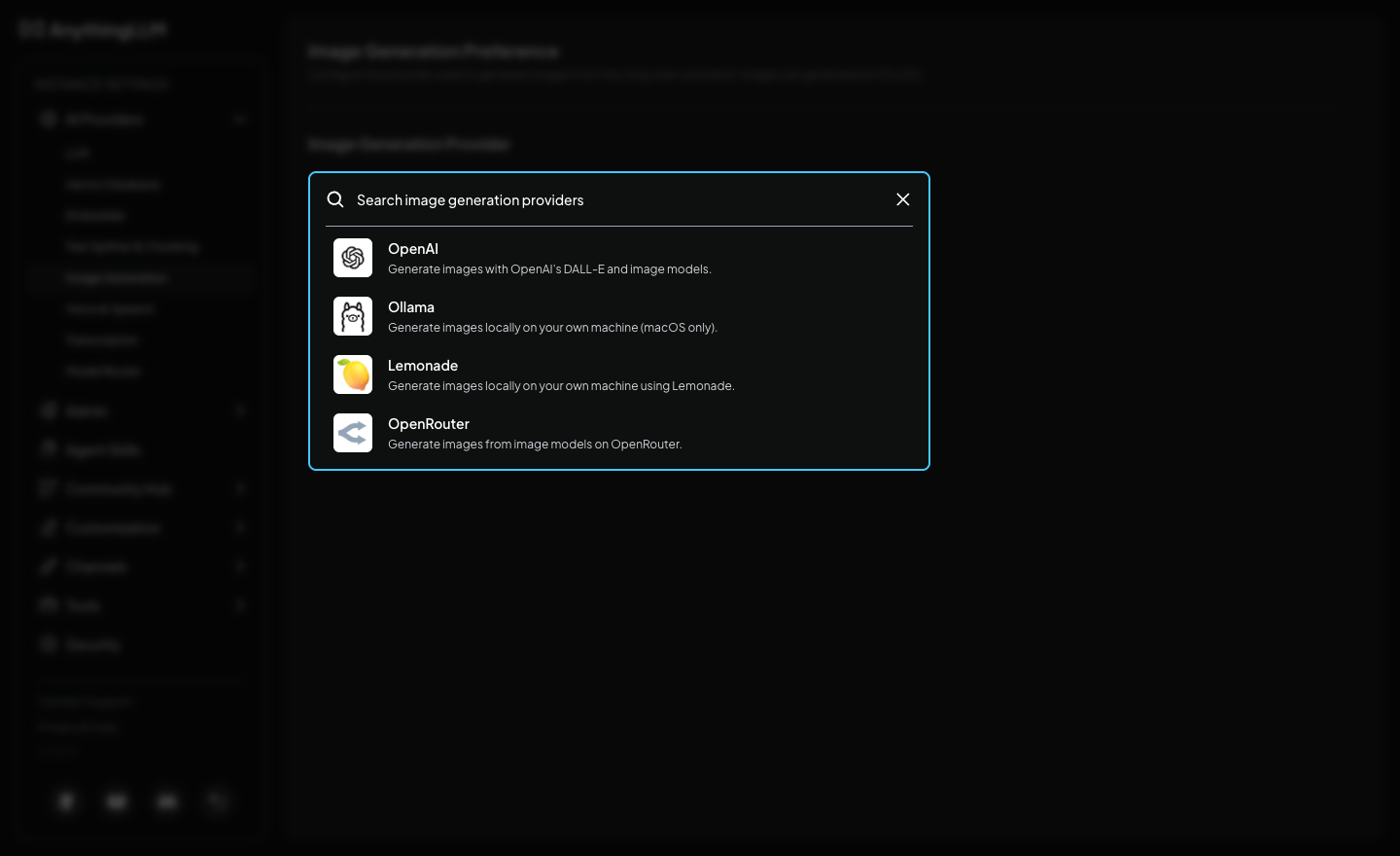 AnythingLLM Image Generation Providers