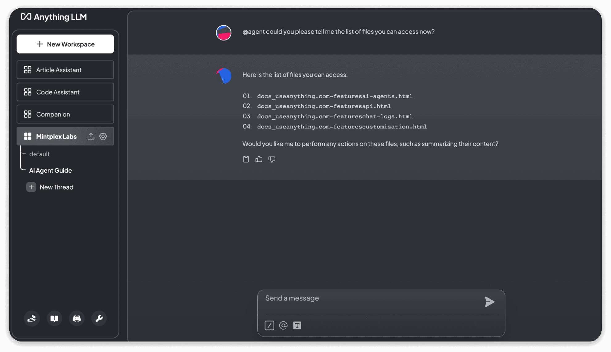 AnythingLLM AI Agents List Documents