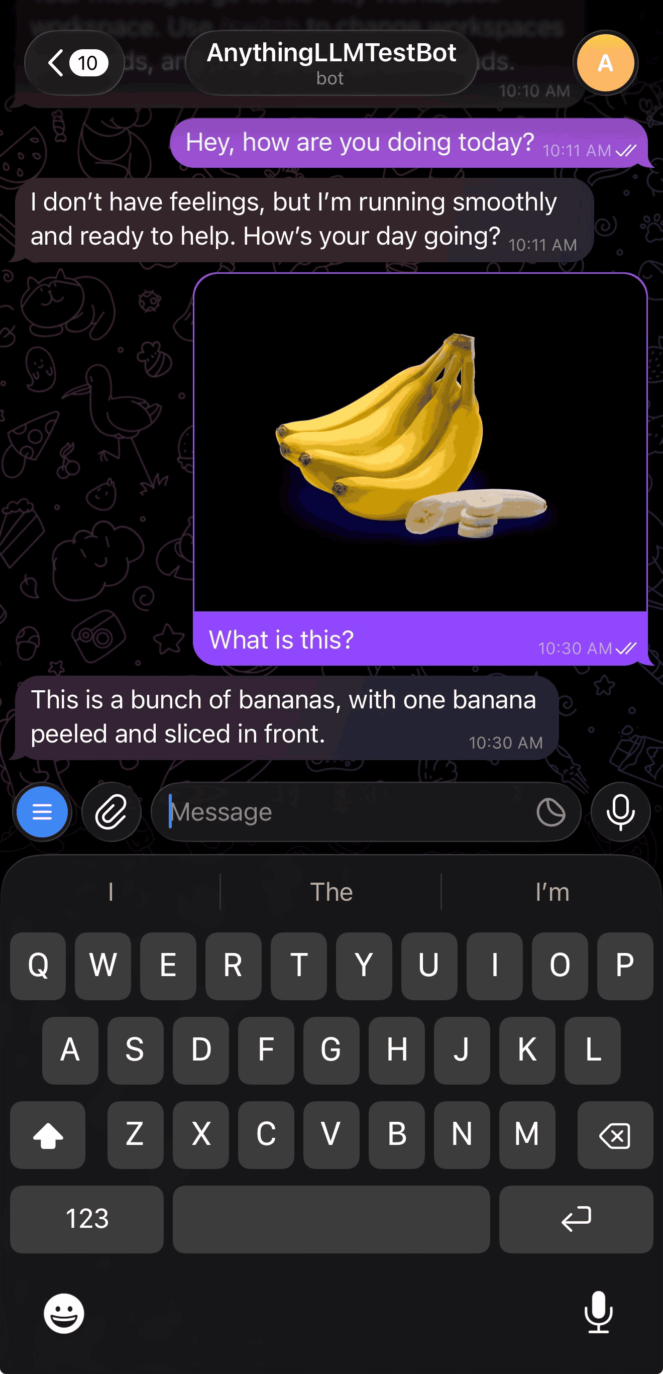 Telegram bot analyzing an image